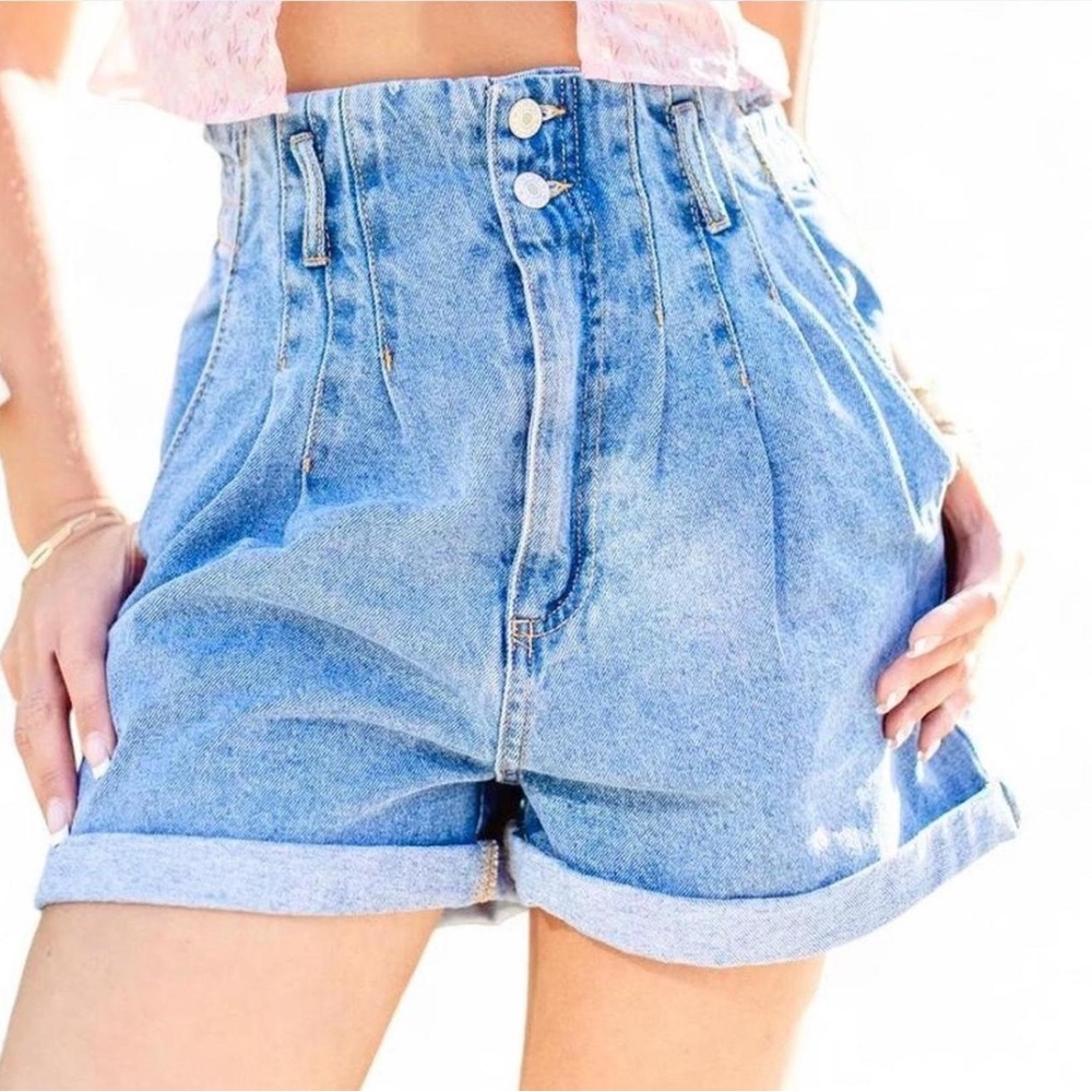 Zara Paperbag High Waisted Denim Shorts